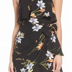 Lush Faux Wrap Floral Mini Dress
